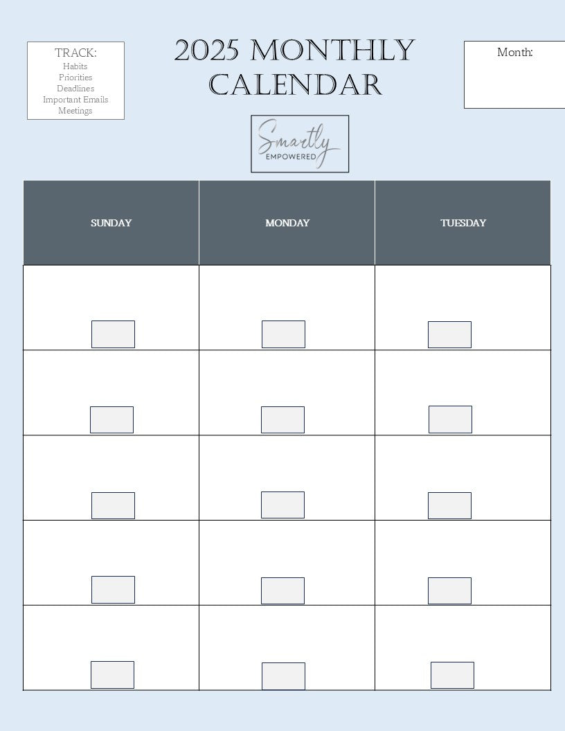 PDF Download 2025 Undated Calendar