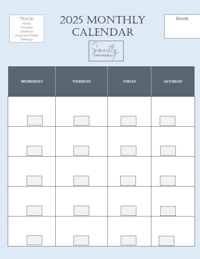PDF Download 2025 Undated Calendar