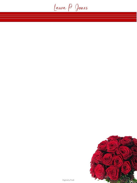 Rust Roses Letter Head Personalized Letterhead: Make Your Mark with Custom Stationery for ...
